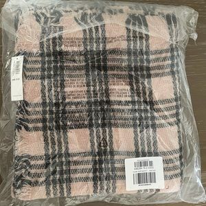 Pink and black plaid blanket scarf